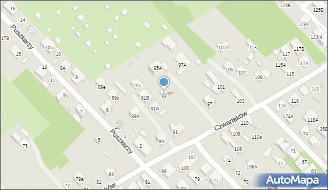 Warszawa, Czwartaków, 93a, mapa Warszawy