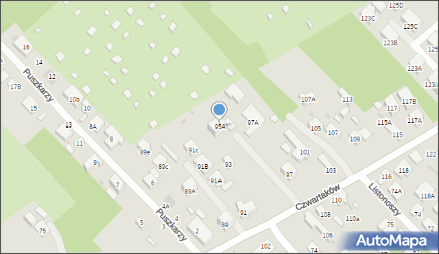 Warszawa, Czwartaków, 95A, mapa Warszawy