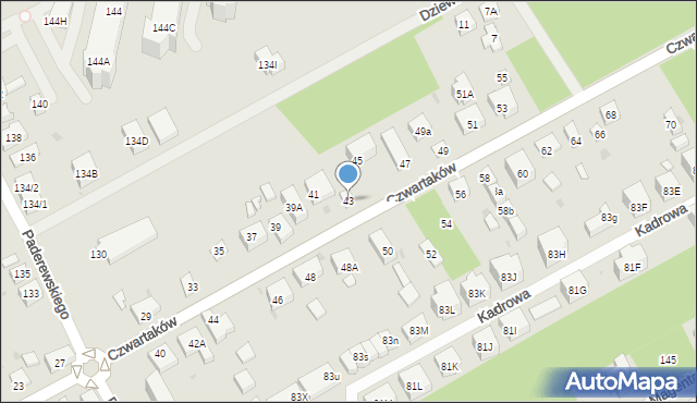 Warszawa, Czwartaków, 43, mapa Warszawy