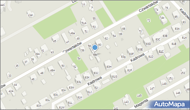 Warszawa, Czwartaków, 58b, mapa Warszawy