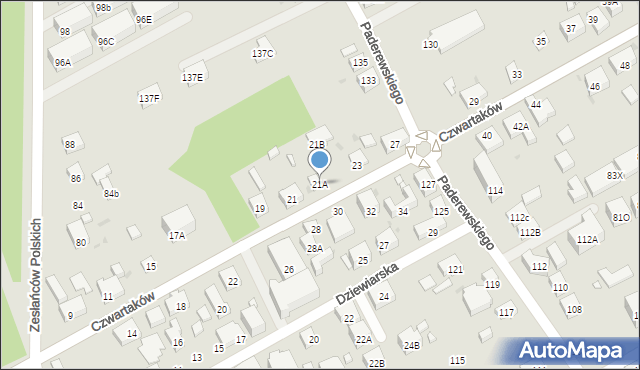 Warszawa, Czwartaków, 21A, mapa Warszawy
