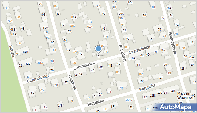 Warszawa, Czarnoleska, 3, mapa Warszawy