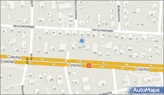 Warszawa, Czecha Bronisława, 55A, mapa Warszawy