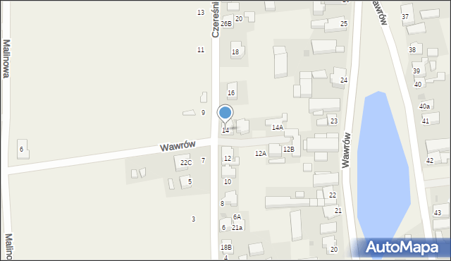 Wawrów, Czereśniowa, 14, mapa Wawrów