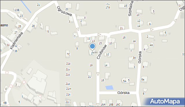 Wieliczka, Czubinów, 17, mapa Wieliczka