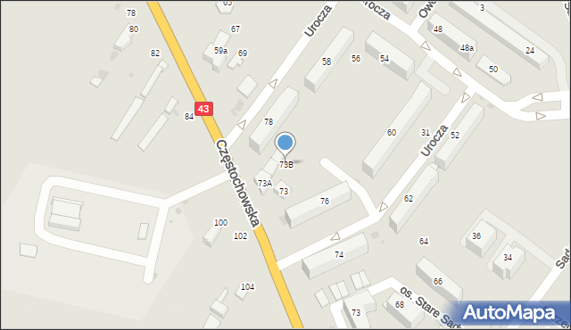 Wieluń, Częstochowska, 73B, mapa Wieluń