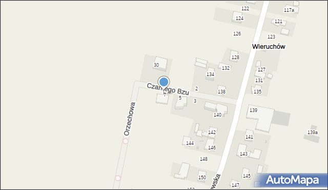 Wieruchów, Czarnego Bzu, 7, mapa Wieruchów