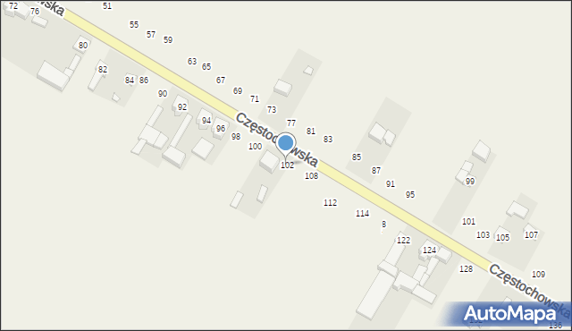 Wierzchlas, Częstochowska, 102, mapa Wierzchlas