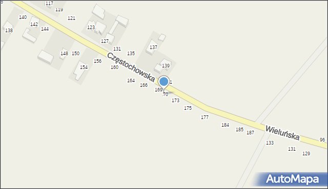 Wierzchlas, Częstochowska, 170, mapa Wierzchlas