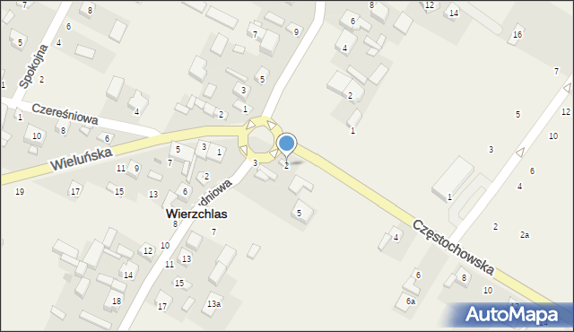 Wierzchlas, Częstochowska, 2, mapa Wierzchlas