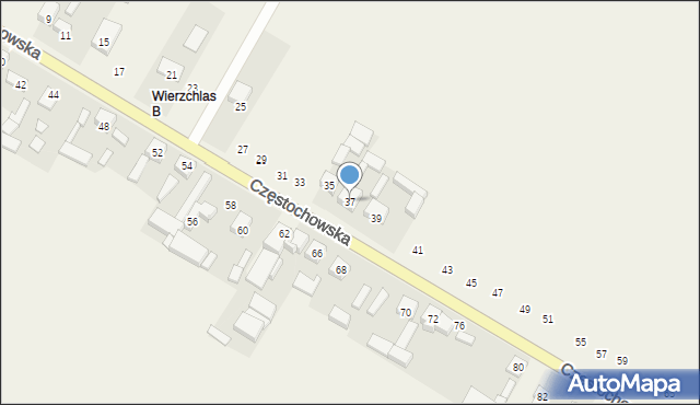 Wierzchlas, Częstochowska, 37, mapa Wierzchlas