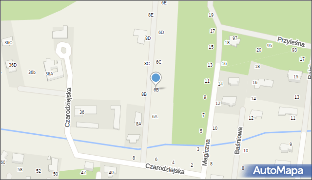 Wilcza Góra, Czarodziejska, 6B, mapa Wilcza Góra