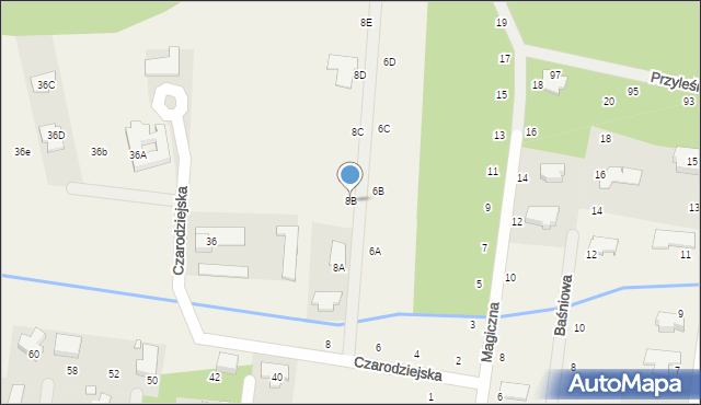 Wilcza Góra, Czarodziejska, 8B, mapa Wilcza Góra
