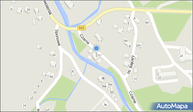 Wisła, Czarne, 1, mapa Wisła