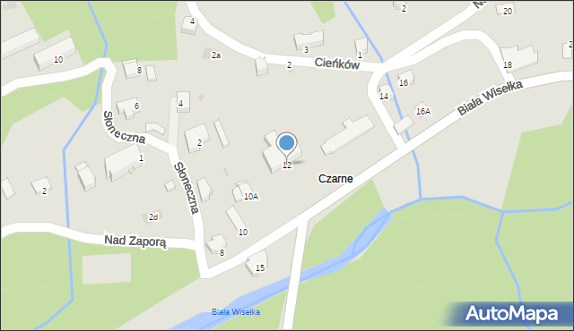 Wisła, Czarne, 12, mapa Wisła