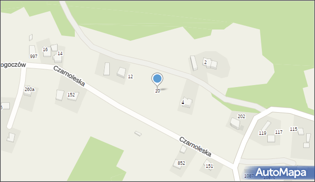 Włosań, Czarnoleska, 10, mapa Włosań