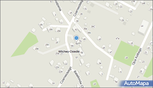 Wodzisław Śląski, Czarnieckiego Stefana, hetm., 53, mapa Wodzisławia Śląskiego