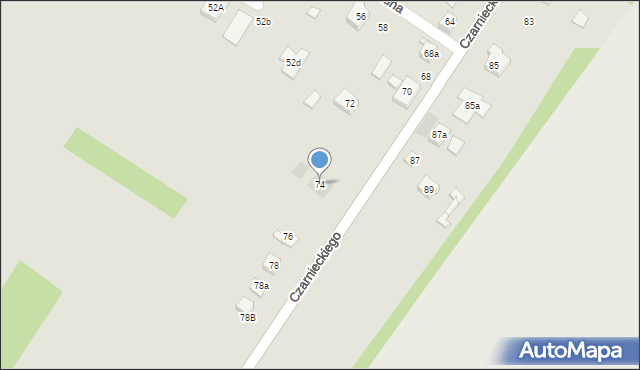 Wodzisław Śląski, Czarnieckiego Stefana, hetm., 74, mapa Wodzisławia Śląskiego