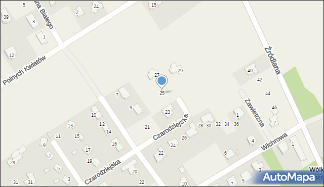 Wólka Kozodawska, Czarodziejska, 25, mapa Wólka Kozodawska