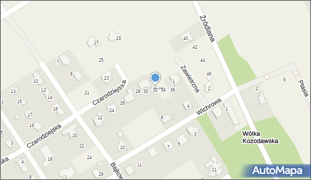 Wólka Kozodawska, Czarodziejska, 32, mapa Wólka Kozodawska