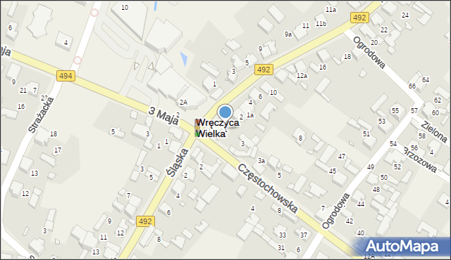 Wręczyca Wielka, Częstochowska, 1, mapa Wręczyca Wielka