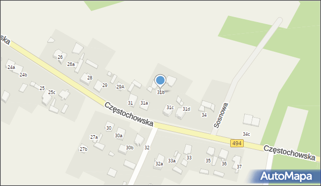 Wręczyca Wielka, Częstochowska, 31b, mapa Wręczyca Wielka
