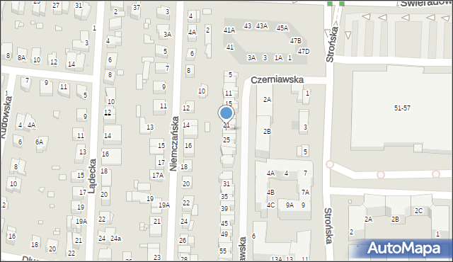 Wrocław, Czerniawska, 23, mapa Wrocławia