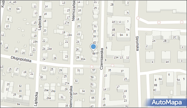 Wrocław, Czerniawska, 55, mapa Wrocławia