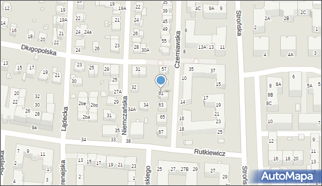 Wrocław, Czerniawska, 61, mapa Wrocławia