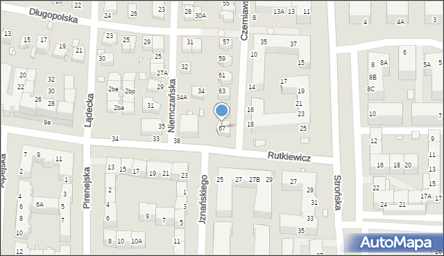 Wrocław, Czerniawska, 67, mapa Wrocławia