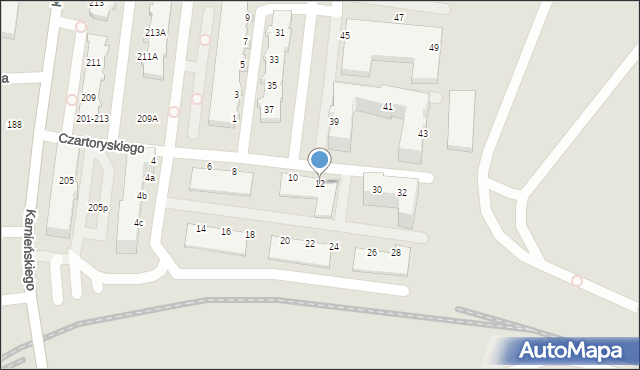 Wrocław, Czartoryskiego Adama Jerzego, 12, mapa Wrocławia