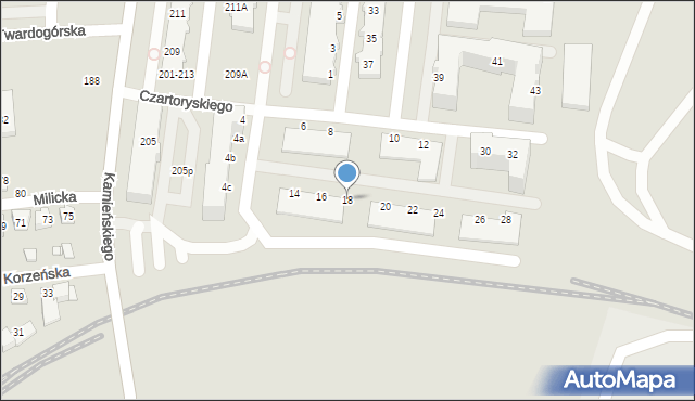 Wrocław, Czartoryskiego Adama Jerzego, 18, mapa Wrocławia