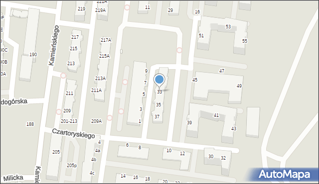 Wrocław, Czartoryskiego Adama Jerzego, 33, mapa Wrocławia