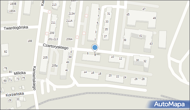 Wrocław, Czartoryskiego Adama Jerzego, 8, mapa Wrocławia