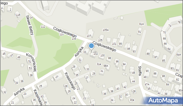 Wrocław, Czajkowskiego Piotra, 104, mapa Wrocławia