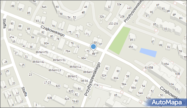 Wrocław, Czajkowskiego Piotra, 68, mapa Wrocławia