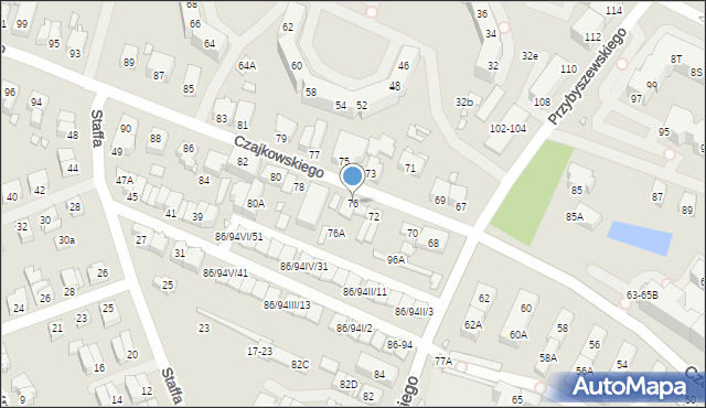Wrocław, Czajkowskiego Piotra, 76, mapa Wrocławia