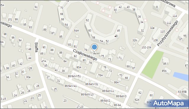 Wrocław, Czajkowskiego Piotra, 77, mapa Wrocławia