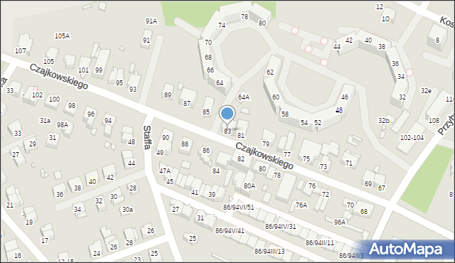 Wrocław, Czajkowskiego Piotra, 83, mapa Wrocławia