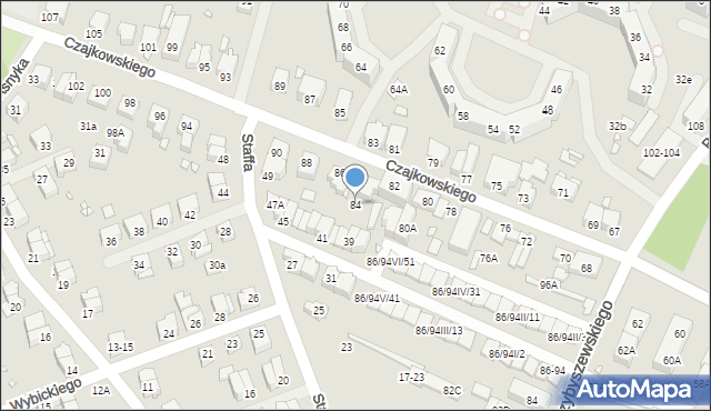 Wrocław, Czajkowskiego Piotra, 84, mapa Wrocławia