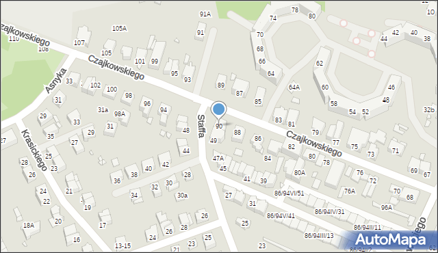 Wrocław, Czajkowskiego Piotra, 90, mapa Wrocławia