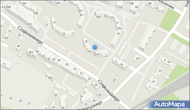 Wrocław, Czajkowskiego Piotra, 23, mapa Wrocławia