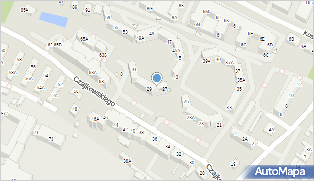 Wrocław, Czajkowskiego Piotra, 27A, mapa Wrocławia