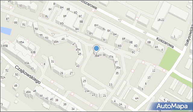 Wrocław, Czajkowskiego Piotra, 39A, mapa Wrocławia