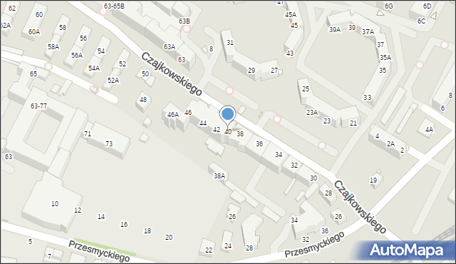 Wrocław, Czajkowskiego Piotra, 40, mapa Wrocławia