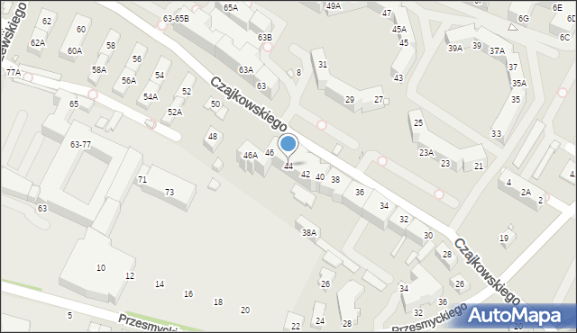 Wrocław, Czajkowskiego Piotra, 44, mapa Wrocławia