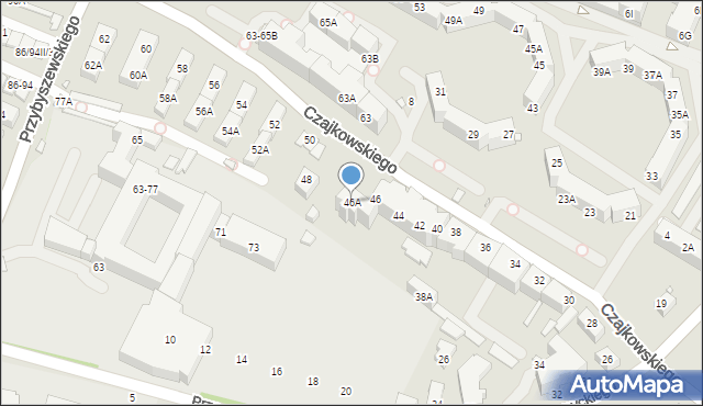 Wrocław, Czajkowskiego Piotra, 46A, mapa Wrocławia