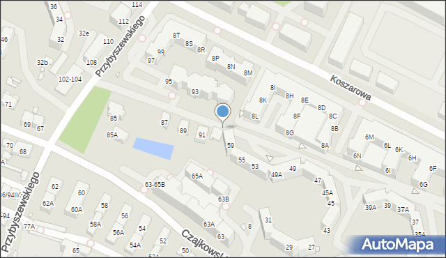 Wrocław, Czajkowskiego Piotra, 57a, mapa Wrocławia