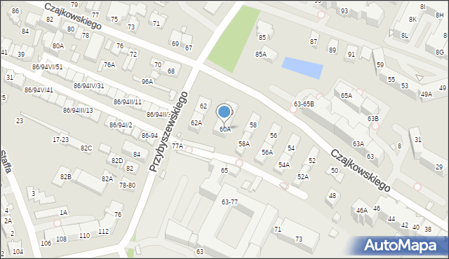 Wrocław, Czajkowskiego Piotra, 60A, mapa Wrocławia