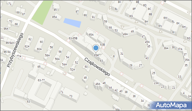 Wrocław, Czajkowskiego Piotra, 63A, mapa Wrocławia